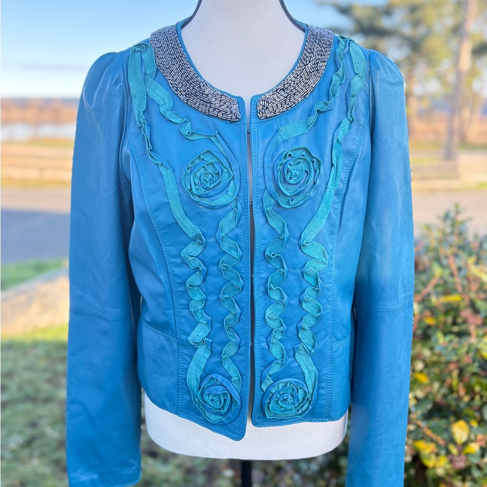 Elegant Blue Embellished Women's Jacket
